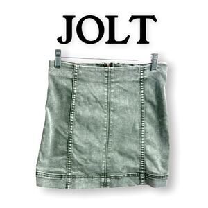 Jolt Gray Green Denim Mini Skirt Womens Size 5/27W